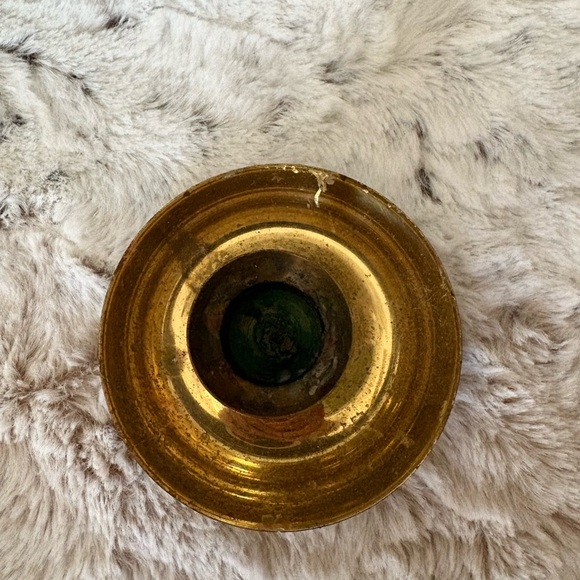 Vintage Gold Brass Candle Holder. 3 3/4” Wide - Picture 2 of 4